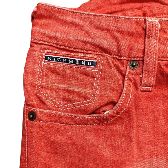 John Richmond Red Denim Capri Cropped Jeans Sz 28 NWT - Picture 4 of 11